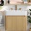 Meuble-lavabo flottant avec lavabo, contreplaqué 36 po, rangement pour salle de bain en chêne moderne-131889399