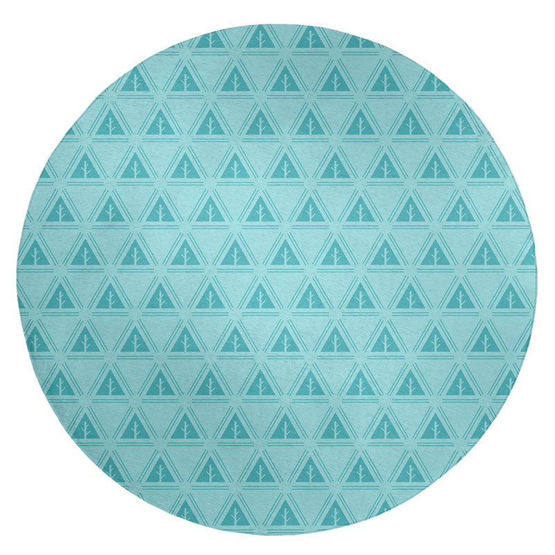 Tapis bleu ciel à motif d'arbres minimalistes monochromes, Rond 5 pi