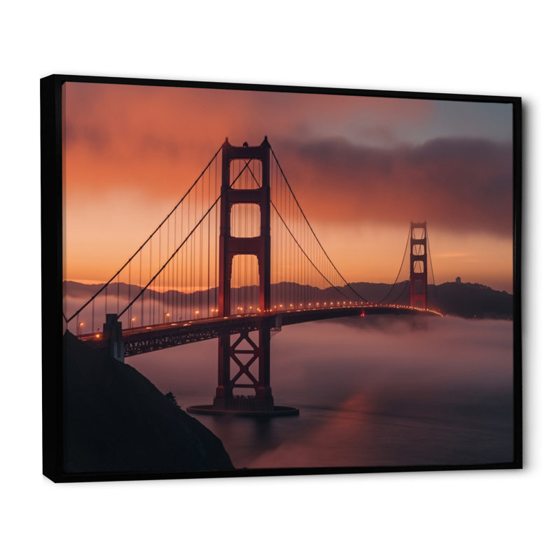 San Francisco Golden Gate Solitude I, reproduction d'art sur toile, H 24 po x l 32 po x P 1 po, Cadre flottant noir