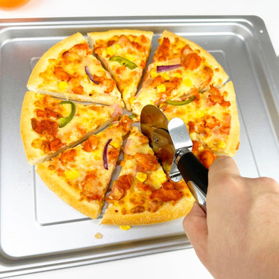 Pelle à pizza en aluminium 12 po x 14 po avec poignée en bois pliable, spatule à pales et couteau à bascule, accessoires de cuisson de pizza pour pizza et pain maison