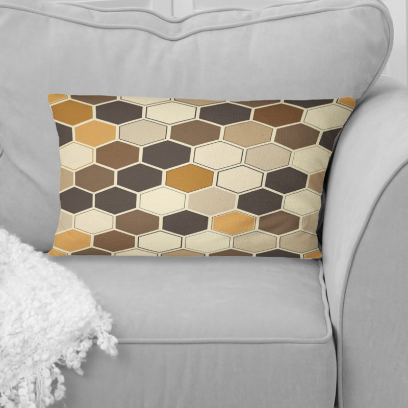Coussin brun Hexagon Tiles I - Mid-Century