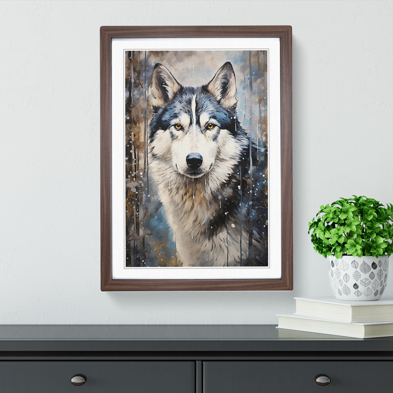 Husky Contemporary - Framed Print, 34cm H x 25cm W x 2cm D, Walnut Framed