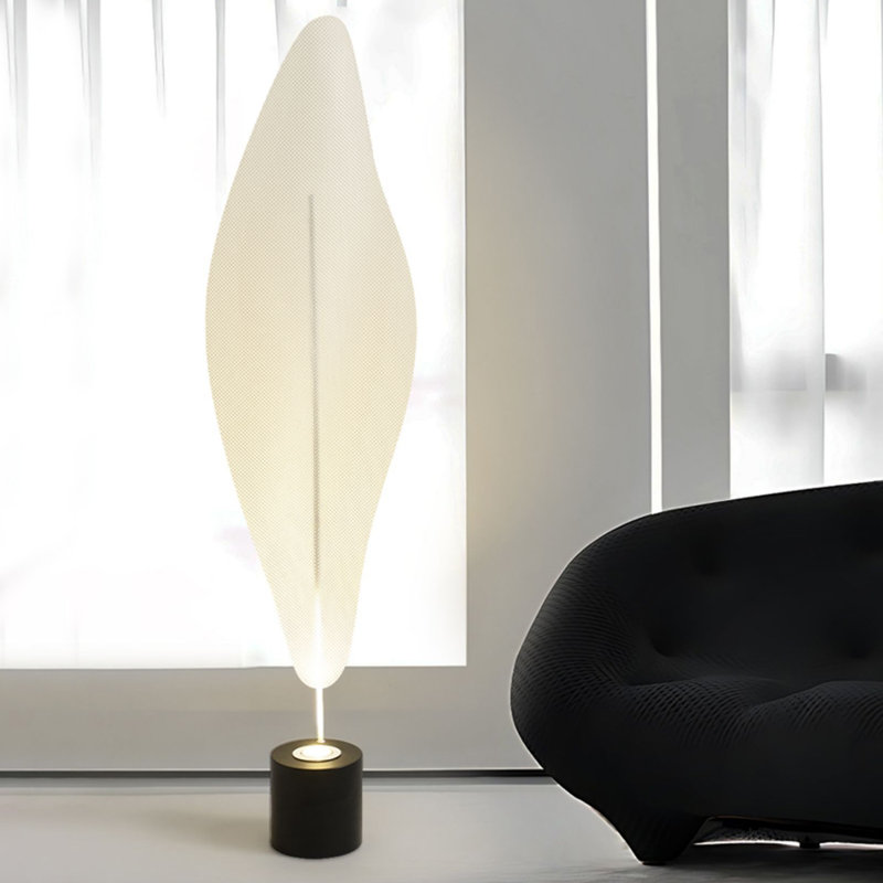 Noir / blanc fer + lampes sur pied de forme libre en acrylique