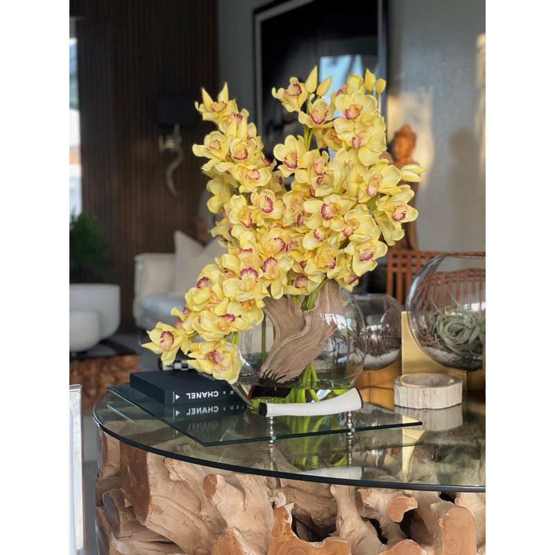 Cymbidiums In Moon Vase, Yellow