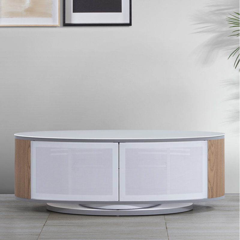 Weyland Unfinished TV Stand for TVs up to 50", Gloss White / Oak