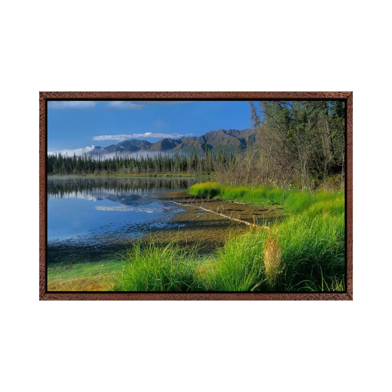 Nutzotin Mountains And Boreal Forest Reflected In Receding Lake, Alaska by Tim Fitzharris - Floater Frame Gallery-Wrapped Canvas Giclée on Canvas