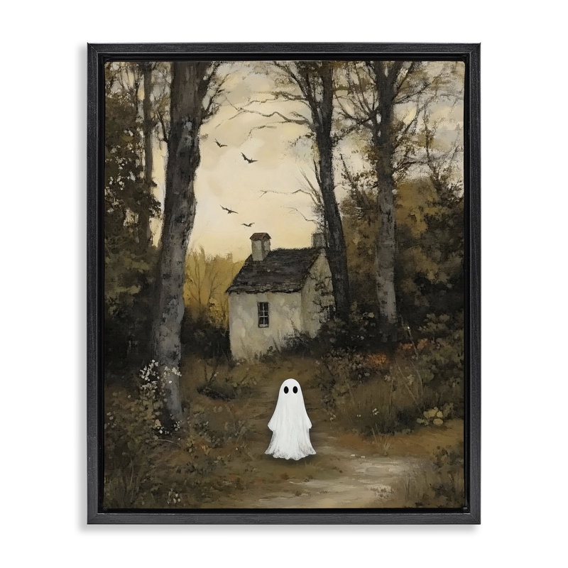 Petit fantôme dans un cadre flottant Cottage Forest, design par Arlington Prints, H 21 po x l 17 po