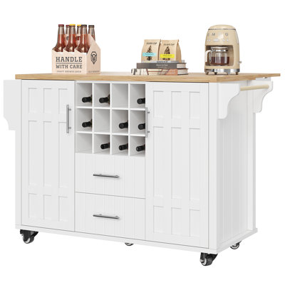 140 cm W Kitchen Island with Wheels