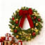 Couronne de Noël 18 "pré-éclairée avec 15 lumières rouges et vertes à motif de rubans écossais ornements