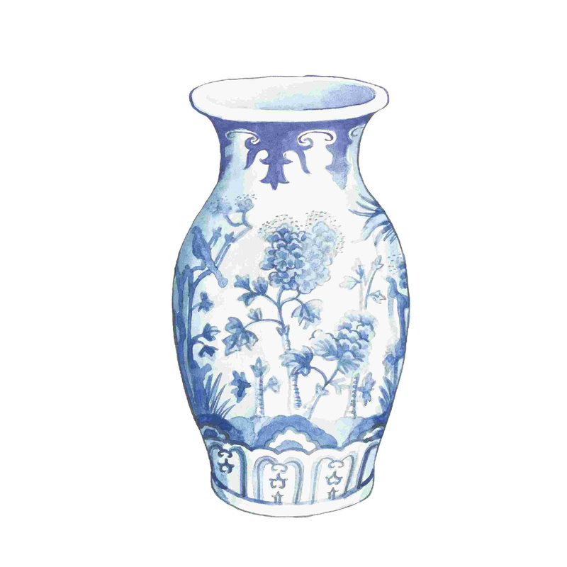 Pot à gingembre II sur fond blanc, H 20 po x l 20 po, No, Toile tendue
