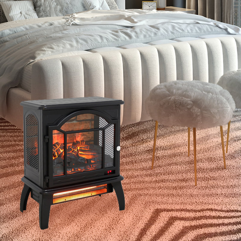 Foyer électrique à quartz infrarouge 3D Flame avec télécommande, pour un chauffage confortable et écoénergétique