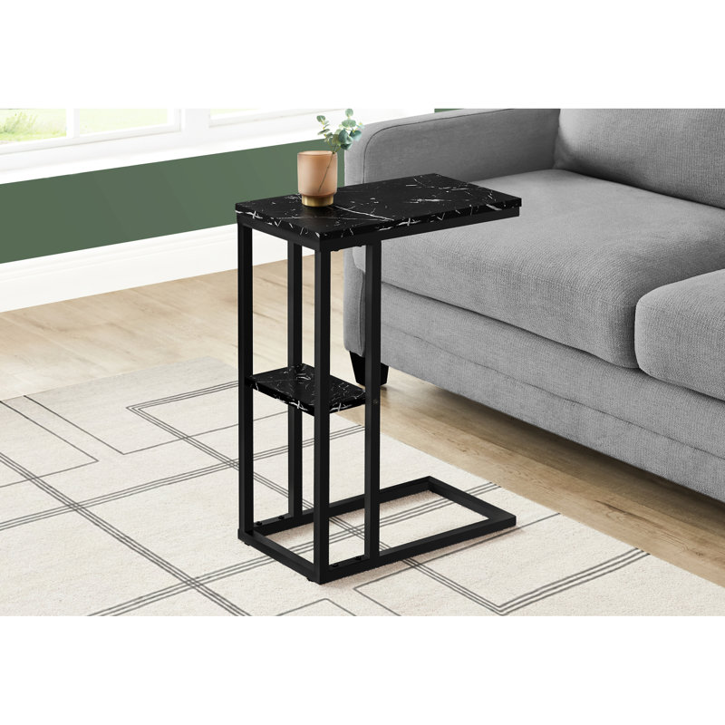 Table à collation avec fabrication en stratifié semblable au marbre noir et en métal pour une utilisation à domicile