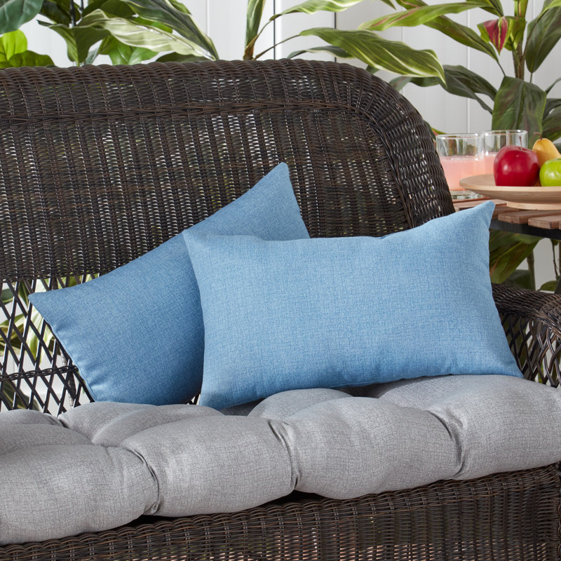 Henrich Indoor/Outdoor Striped Lumbar Pillow, Denim