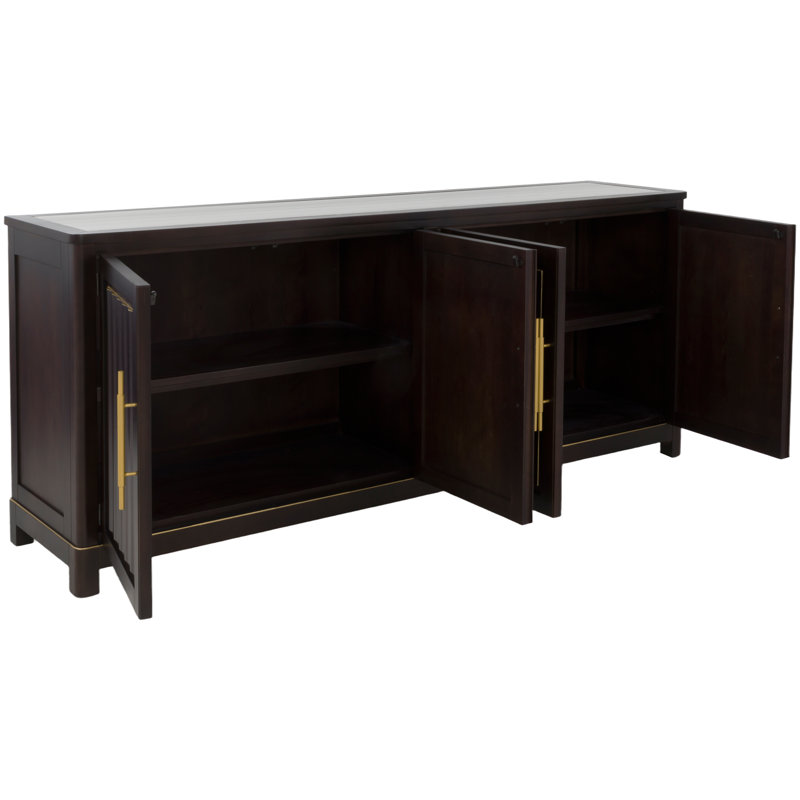 Aria Four Door Credenza in Champagne Mist, Café Mocha