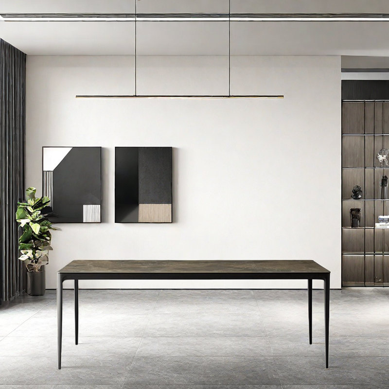 Kryska Metal Base Dining Table, 29.1"H x 35.4"L x 78.7"W