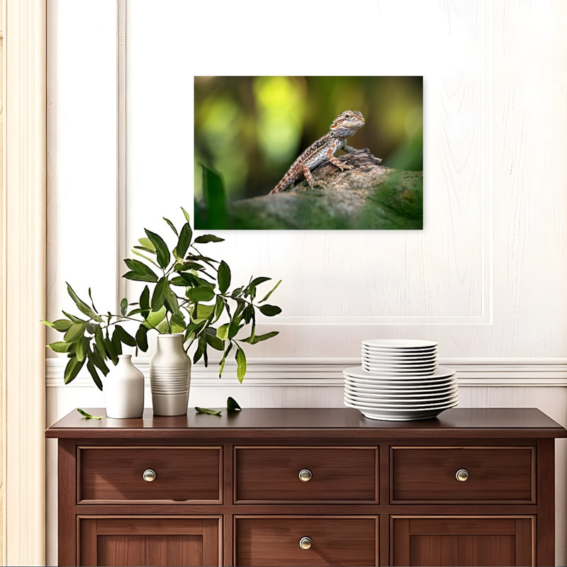 Curious Baby Lizard Abstract Contemporary Lizard Forest Nature Wall Art Print by Fauzan Maududdin - Print