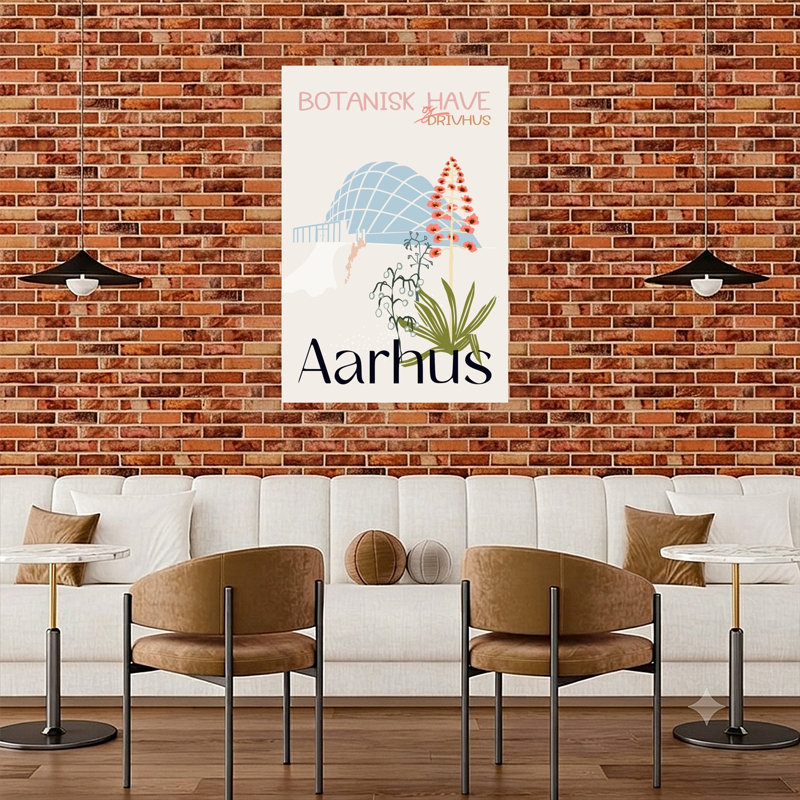 «Aarhus Botanical Greenhouse Modern Serene Vibrant Architecture City», reproduction d'art, H 48 po x l 32 po