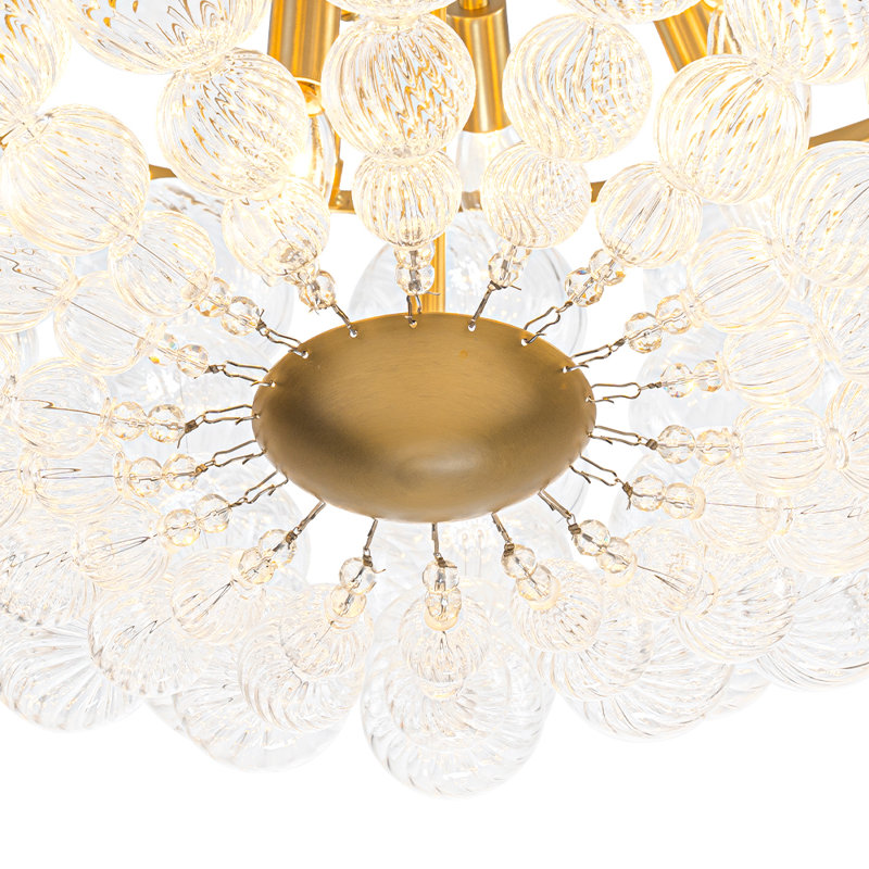 Lustre sphérique en verre tourbillonnant 12 lumières