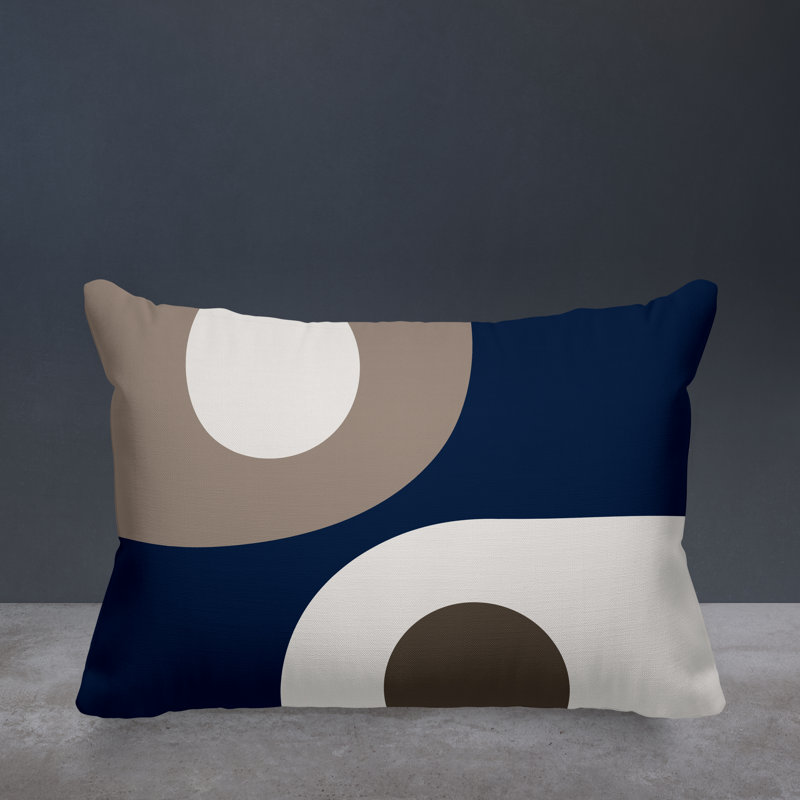 Pitto Outdoor Reversible Throw Pillow, Beige/Navy Blue