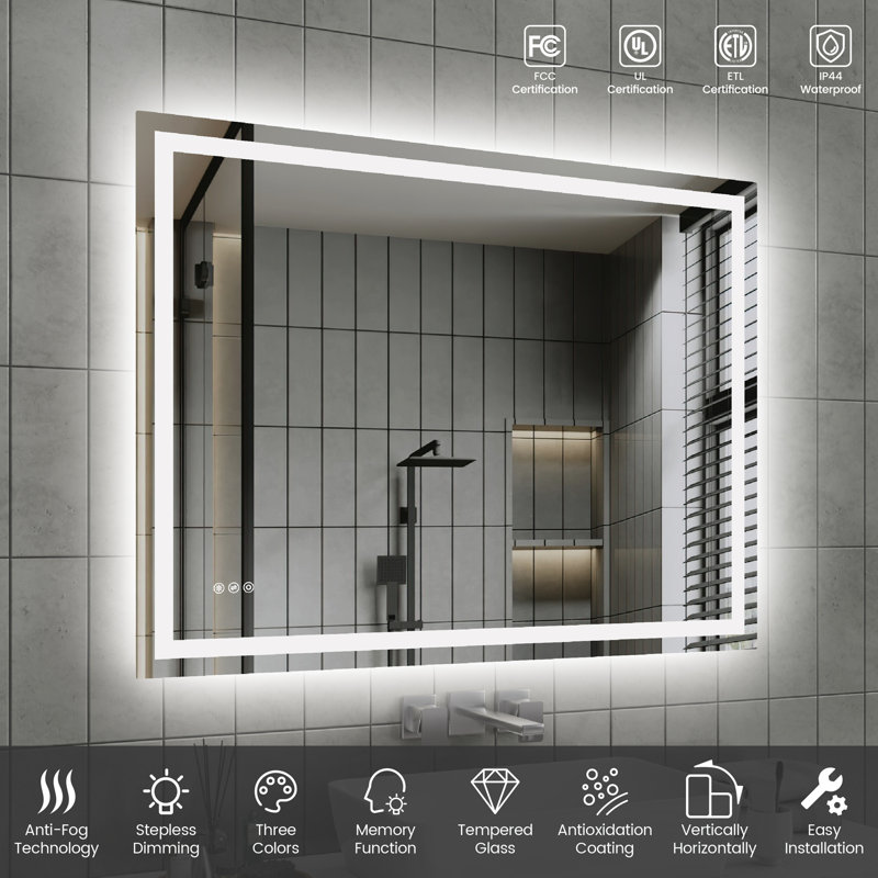 Miroir de salle de bain_2, 48 po x 36 po, Transparent