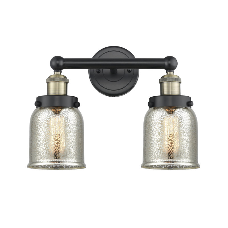 Éclairage pour meuble-lavabo à 2 lumières à intensité variable Corralitos, Argent mercuré plaqué, Laiton antique noir