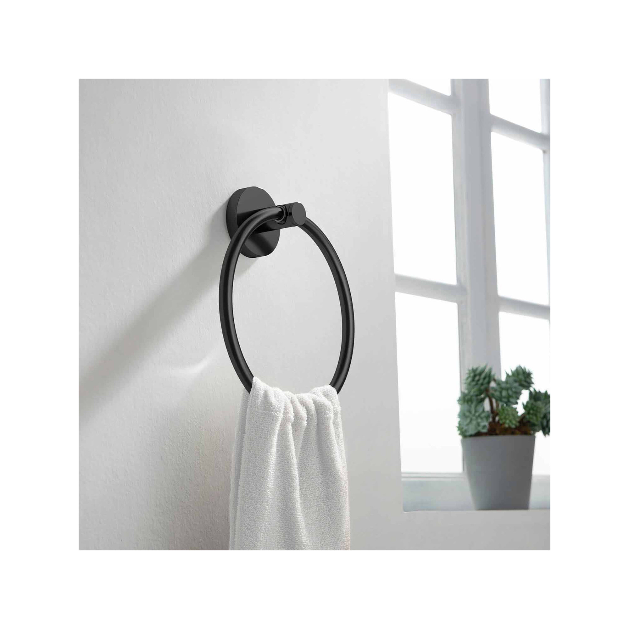 Circular Bathroom Towel Ring, Matte Black