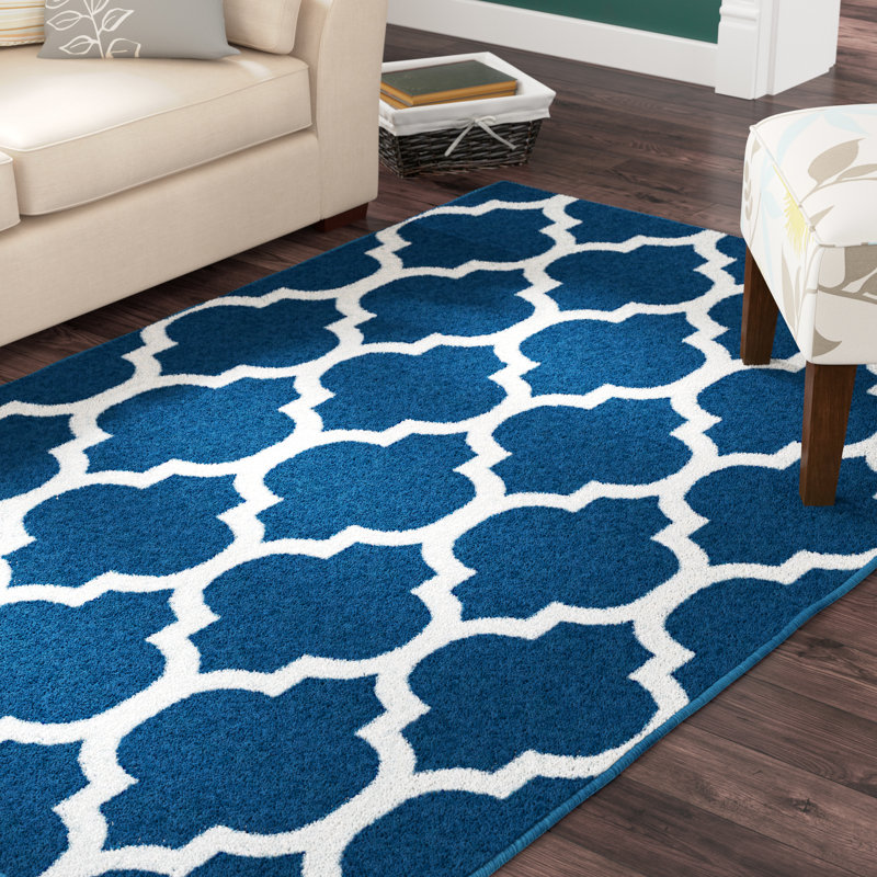 Tapis bleu en laine Phung, Rectangle 8 pi x 10 pi
