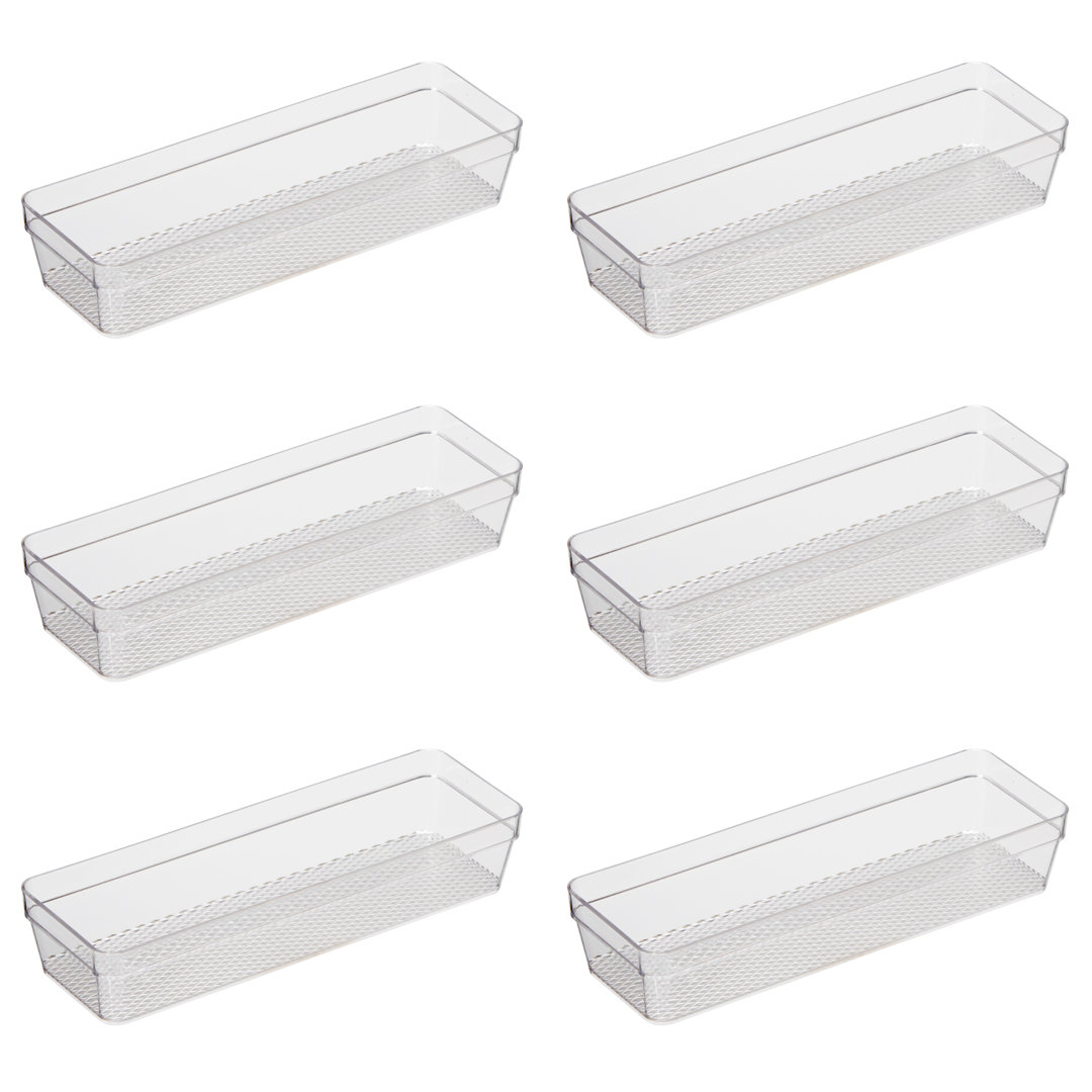 2'' H x 3'' W x 9.5'' D Multi-Purpose Drawer Organizer (Set of 6) OGGI