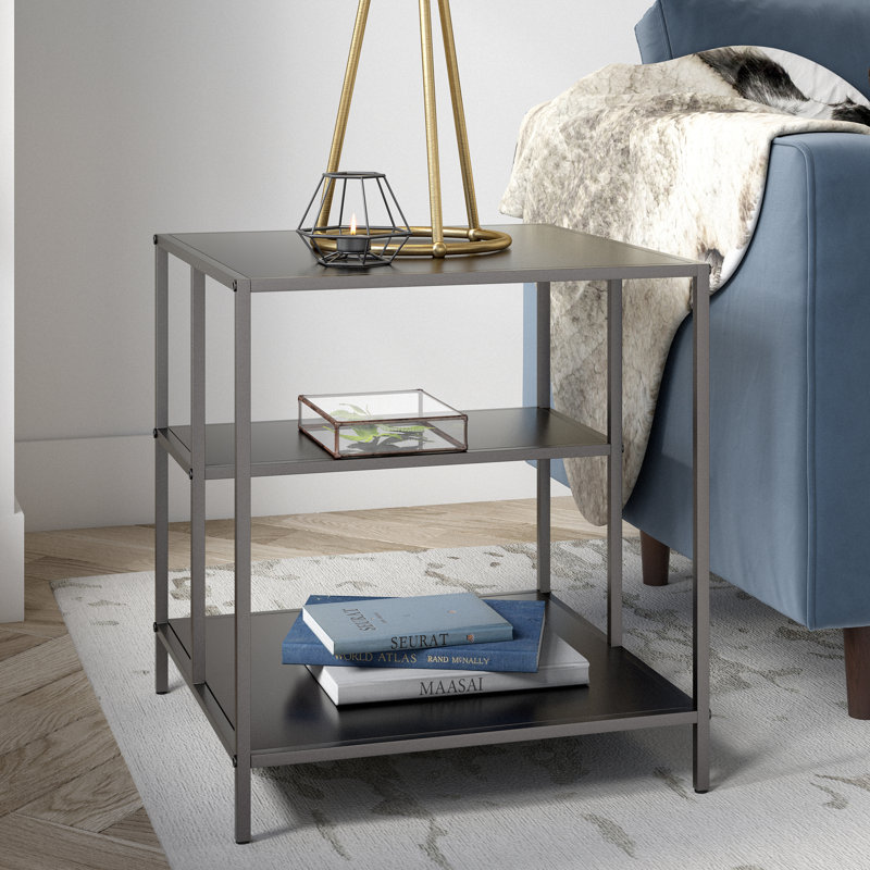 Winthrop Side Table with Storage, Gunmetal Grey