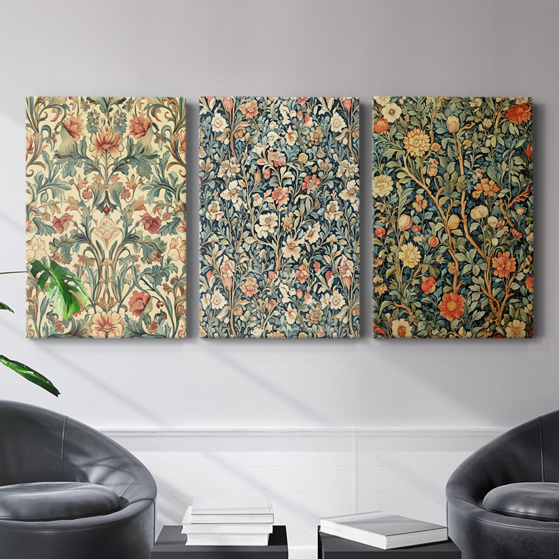 WM Morris Homage  Series  CC  -Premium Gallery Wrapped Canvas Set -Ready to Hang, 12" H x 8" W x 1.3465" D