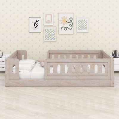 Wood Platform Bed With Guardrail