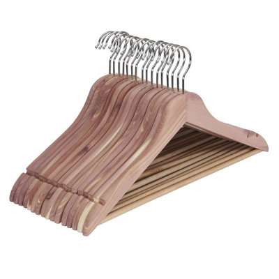 Noria Slim Cedar Hangers, Fixed Bar and Swivel Hook, Perfect to Organize and Protect Your Clothing