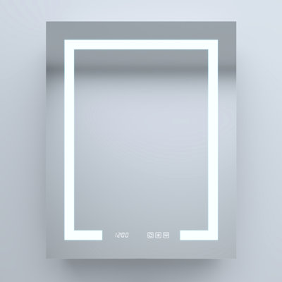 Rectangular 24 In. W X 30 H Silver Aluminum Surface Mount Medicine Cabinet With Mirror, Led, Silent Hinges, Integrated Temperature Display In 12 Hours Recessed High - Definition Three Color Lights,