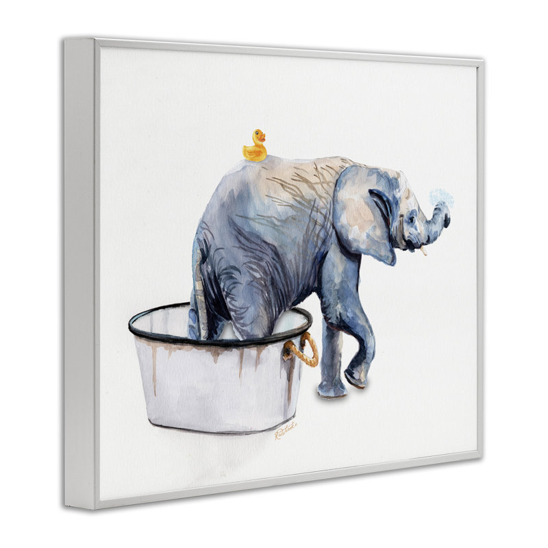 Charmant éléphant rustique dans un bain moussant par Jennifer Redstreake - reproduction d'art, H 30 po x l 24 po x 1,5 po