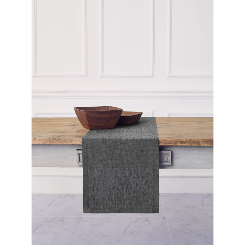 100% Pure Linen Table Runner - Athena, 72" x 14", Charcoal Gray