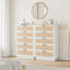 Commode 5 tiroirs en rotin pour chambre à coucher, commode en bois avec pieds intégrés pour le couloir et l'entrée-960417521