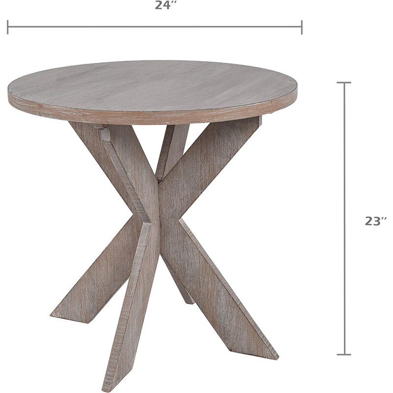 Vintage Grey Round Wood Cross Leg End Table