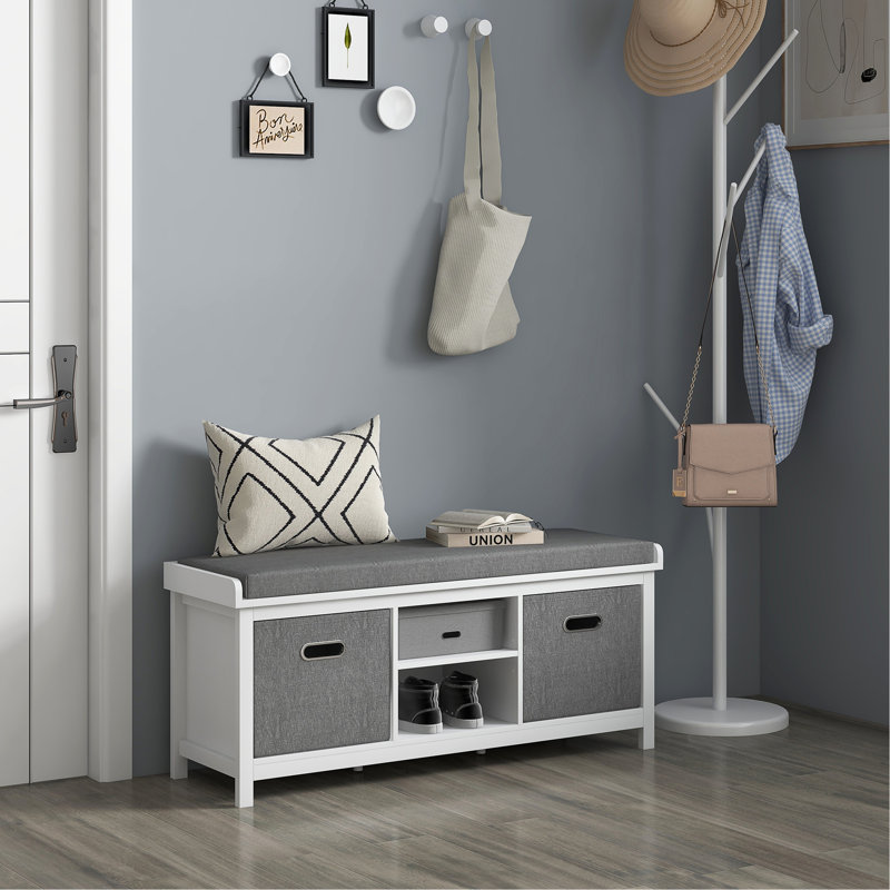 Kasean Linen Upholstered Storage Bench,wood