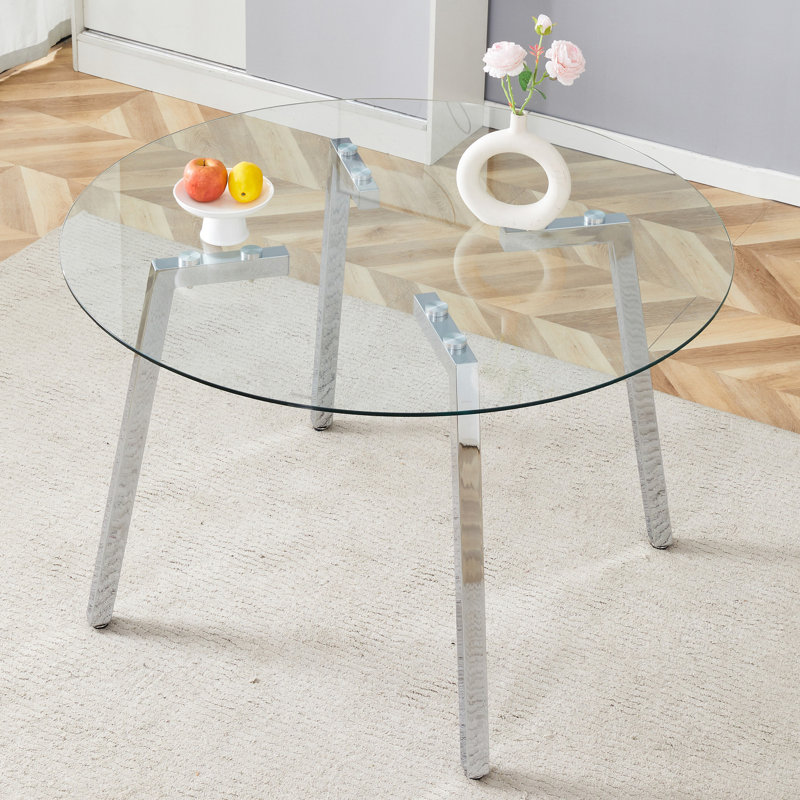 Table basse moderne et luxueuse, table basse en verre trempé, Argent argent, L 47,3 po x L 47,3 po