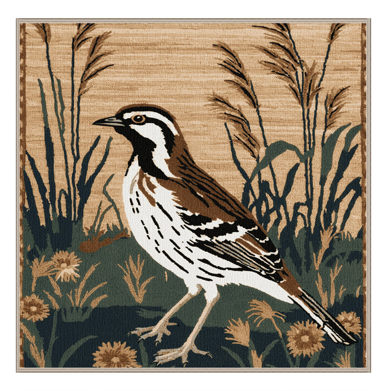 Washable Northern Bobwhite Birds Area Rug, Square 8'