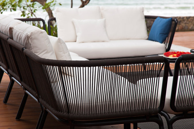 Yland Outdoor 2 - Seat Loveseat, White, Lantern Slate, Right