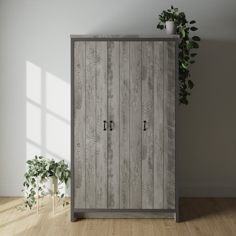 Ramlochan 3 Door Manufactured Wood Wardrobe, Grey