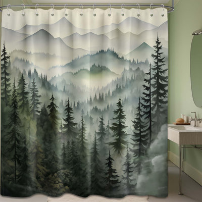 Rideau de douche Mountain Green Forest