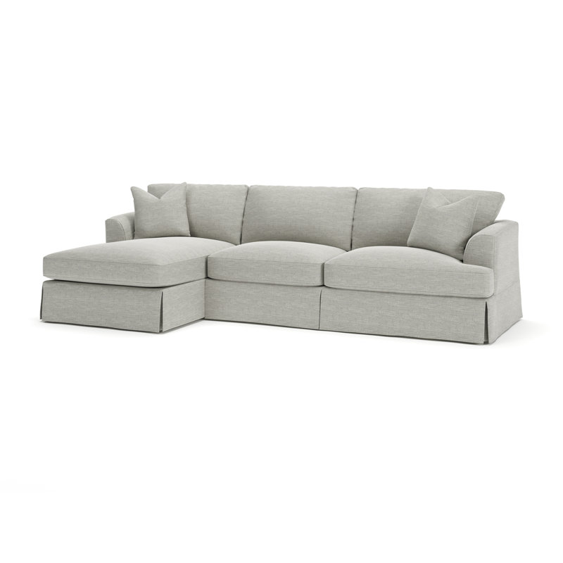 Lucia 128" Wide Down Cushion Sofa & Chaise, Left Hand Facing, Conversation Capri Basketweave