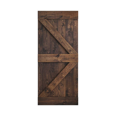 84'' Solid Wood Paneled Painted without Installation Hardware Kit Barn Door
