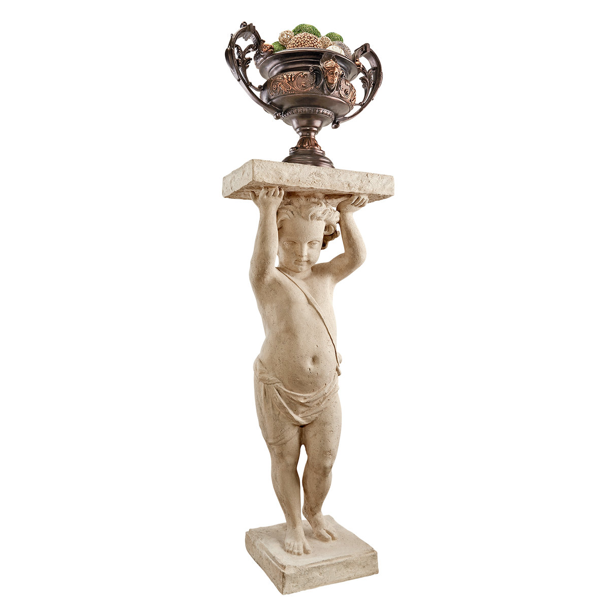 Design Toscano Royal Palace of Caserta Cherub Pedestal Statue - Thumbnail 4