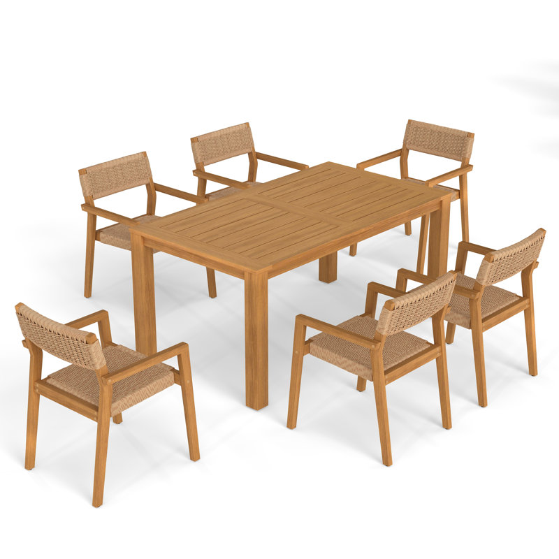 Kilani 7- Piece Outdoor Dining Set With Wood Table, Armchair