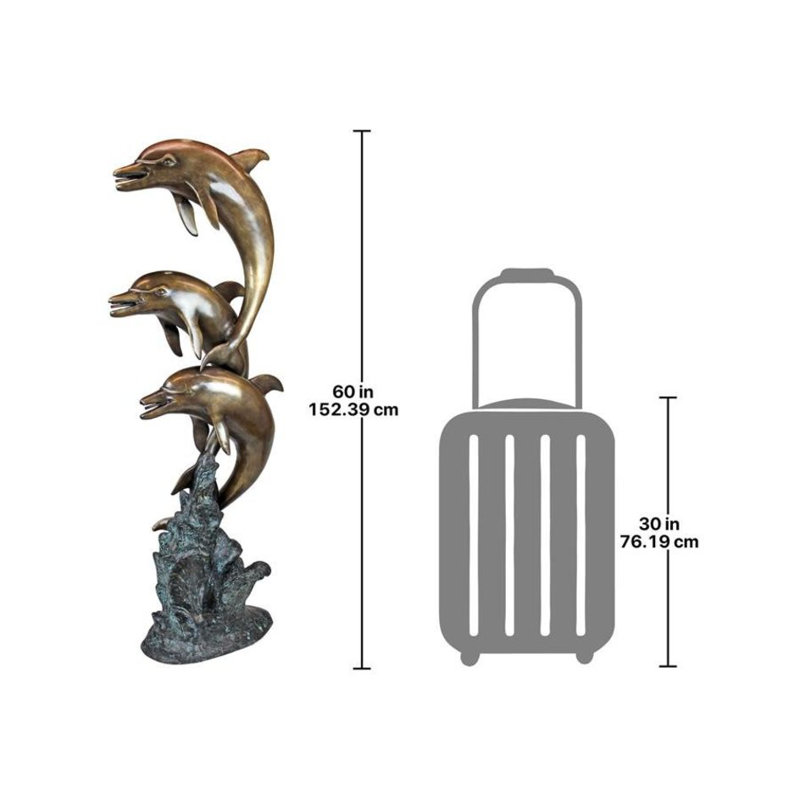 Statue de jardin triple dauphins