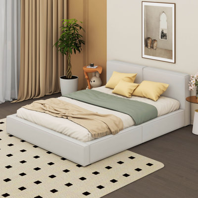 Queen Size Upholstered Platform Bed With Solid Frame