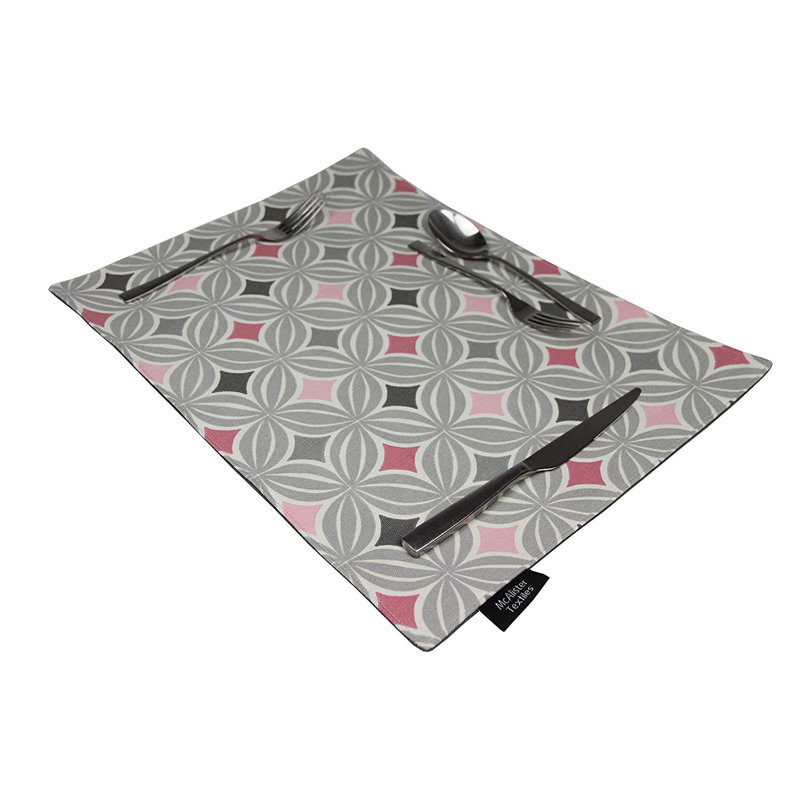 Amethy Cotton Geometric Rectangle Placemat, Blush Pink